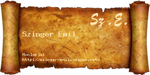 Szinger Emil névjegykártya